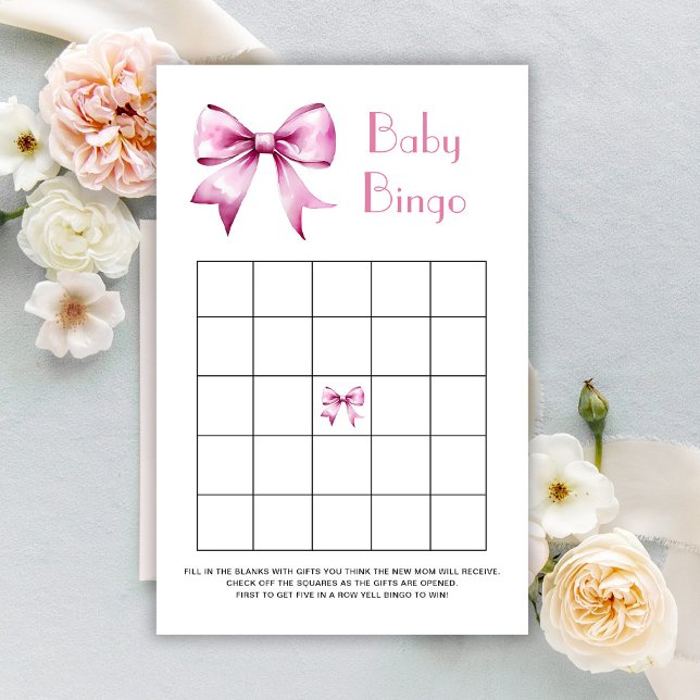 Pink Bow Ribbon Baby Bingo spel (Creator heeft geüpload)