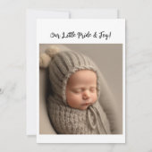 Pink Bow Ribbon Baby Birth Announcement Photo Kaart (Achterkant)