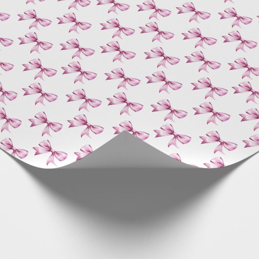 Pink Bow Ribbon Baby Cadeaupapier (Hoek)