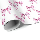 Pink Bow Ribbon Baby Cadeaupapier (Rol Hoek)