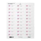 Pink Bow Ribbon Baby shower Adres Etiket (Full Sheet)