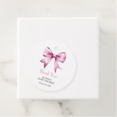 Pink Bow Ribbon Baby shower Bedankt Bedankjes Labels (In situ)