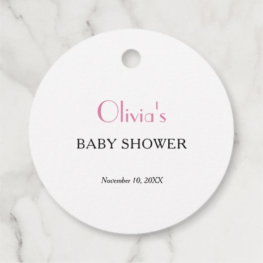 Pink Bow Ribbon Baby shower Bedankt Bedankjes Labels (Achterkant)