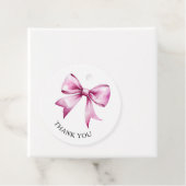 Pink Bow Ribbon Baby shower Bedankt Bedankjes Labels (In situ)