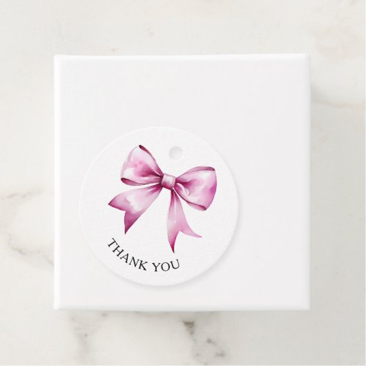 Pink Bow Ribbon Baby shower Bedankt Bedankjes Labels (In situ)