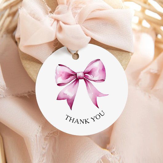 Pink Bow Ribbon Baby shower Bedankt Bedankjes Labels