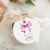 Pink Bow Ribbon Baby shower Bedankt Bedankjes Labels