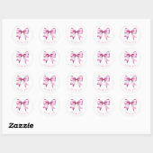 Pink Bow Ribbon Baby shower Bedankt Ronde Sticker (Vel)