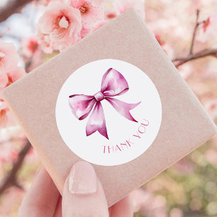 Pink Bow Ribbon Baby shower Bedankt Ronde Sticker