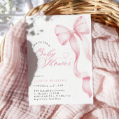 Pink Bow Ribbon Baby shower Uitnodiging