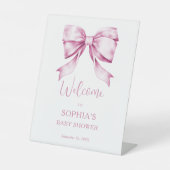 Pink Bow Ribbon  Baby shower Welkom Reclamebord Met Voetstuk (Voorkant)