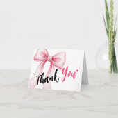 Pink Bow Ribbon Bedankkaart (Voorkant)