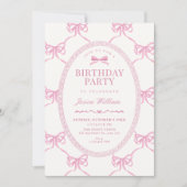 Pink bow ribbon birthday kaart (Voorkant)