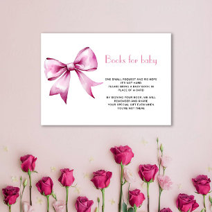 Pink Bow Ribbon Boeken voor baby Informatiekaartje