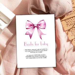 Pink Bow Ribbon Boeken voor baby Informatiekaartje