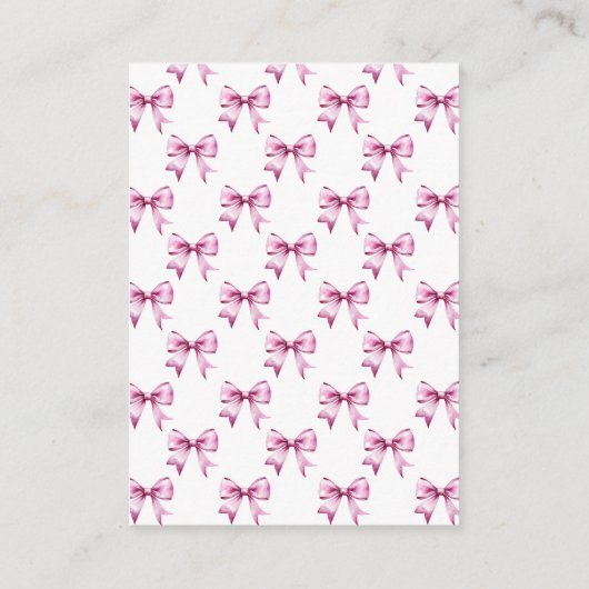 Pink Bow Ribbon Boeken voor baby Informatiekaartje (Achterkant)