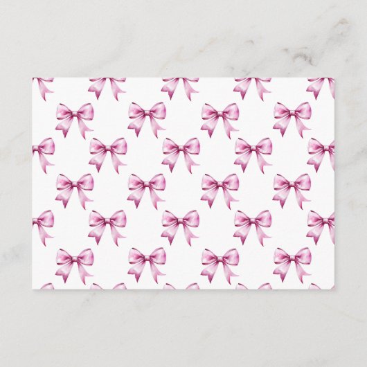 Pink Bow Ribbon Boeken voor baby Informatiekaartje (Achterkant)