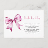 Pink Bow Ribbon Boeken voor baby Informatiekaartje (Voorkant)