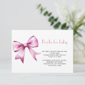 Pink Bow Ribbon Boeken voor baby Informatiekaartje (Staand voorkant)