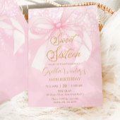 Pink Bow Ribbon Coquette Sweet 16 Sixteen Birthday Kaart