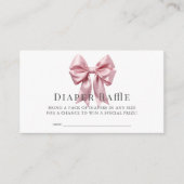 Pink Bow Ribbon Girl Baby Luier Raffle Ticket Informatiekaartje (Voorkant)