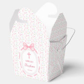 Pink Bow Ribbon Lijst Bloemen Doop Uitnemen Bedankdoosjes (Geopend)