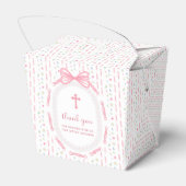 Pink Bow Ribbon Lijst Bloemen Doop Uitnemen Bedankdoosjes (Achterkant)