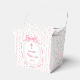 Pink Bow Ribbon Lijst Bloemen Doop Uitnemen Bedankdoosjes