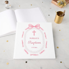 Pink Bow Ribbon Lijst doop Gastenboek