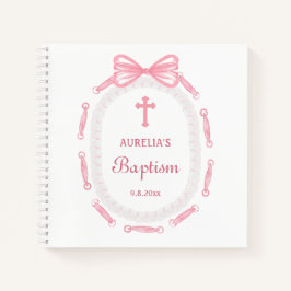 Pink Bow Ribbon Lijst doop gastenboek Notitieboek