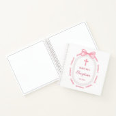 Pink Bow Ribbon Lijst doop gastenboek Notitieboek (Binnen)