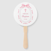 Pink Bow Ribbon Lijst doop Handwaaier (Achterkant)