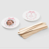 Pink Bow Ribbon Lijst doop Handwaaier (Niet-gemonteerd)