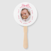 Pink Bow Ribbon Lijst doop Handwaaier (Voorkant)
