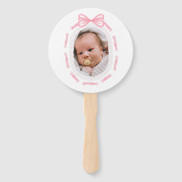 Pink Bow Ribbon Lijst doop Handwaaier