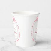 Pink Bow Ribbon Lijst doop Papieren Bekers (Rechts)