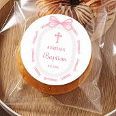 Pink Bow Ribbon Lijst doop Ronde Sticker