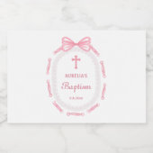 Pink Bow Ribbon Lijst doop Sparkling Wijnetiket (Enkel label)