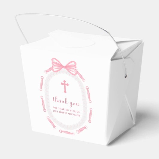 Pink Bow Ribbon Lijst Doop Uitnemen Bedankdoosjes (Achterkant)