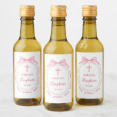 Pink Bow Ribbon Lijst doop wijnlabel Wijn Etiket (Flessen)
