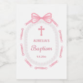 Pink Bow Ribbon Lijst doop wijnlabel Wijn Etiket (Enkel label)