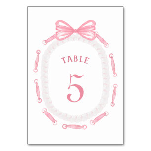 Pink Bow Ribbon Lijst Tafelnummer