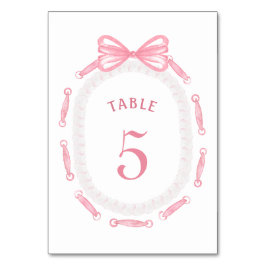 Pink Bow Ribbon Lijst Tafelnummer