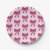 Pink Bow Ribbon Love Pattern Papieren Bordje (Voorkant)