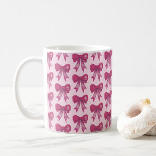 Pink Bow Ribbon Love Pattern Valentijn Coffee Mok