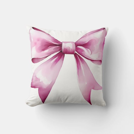 Pink Bow Ribbon Nursery Kussen (Voorkant)