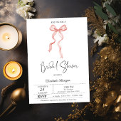 Pink Bow Ribbon Stippen Vrijgezellenfeest Kaart