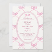 Pink bow ribbon wedding  kaart (Voorkant)