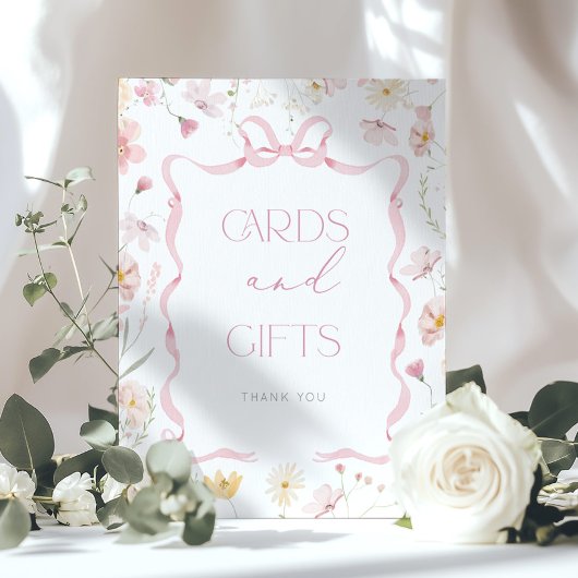 Pink Bow ribbon Wildflower Cards and gifts Poster
