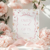 Pink Bow ribbon Wildflower Cards and gifts Poster